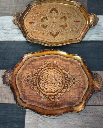 2 vassoi Fiorentini in legno artigianato 