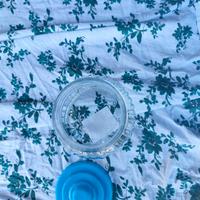 Vaso in vetro con coperchio in plastica alto 13 cm