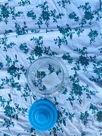 Vaso in vetro con coperchio in plastica alto 13 cm