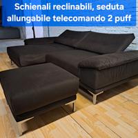 Divano Penisola schienali reclinab.  2 pouf elettr