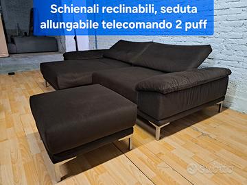 Divano Penisola schienali reclinab.  2 pouf elettr