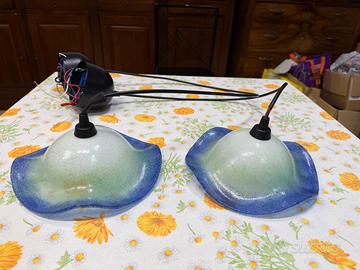 Coppia di Lampadari in Vetro di Murano con Faretti