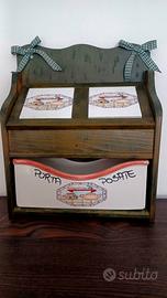 Mobiletto in legno e ceramica anni 60