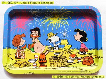 SNOOPY PEANUTS Vintage 1980 Vassoi Smaltati NUOVI