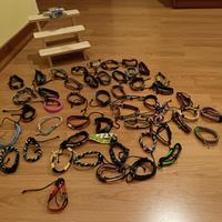 Lotto 50 braccialetti artigianali in pelle e simil