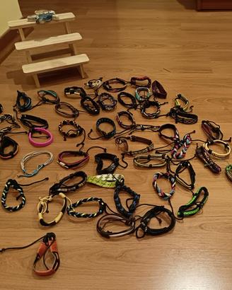 Lotto 50 braccialetti artigianali in pelle e simil
