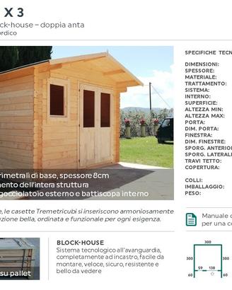 Casette in legno 3x3 spessore 28mm blockhouse