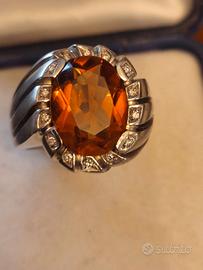 ANELLO RECARLO IN ORO BIANCO 750 TOPAZIO FUME'