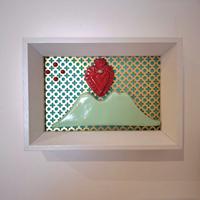 Vesuvio con Cuore Sacro Ceramica Artistica