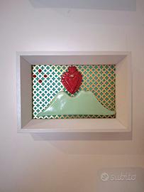 Vesuvio con Cuore Sacro Ceramica Artistica