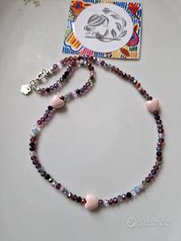 Collana donna di cristalli e ceramica smaltata