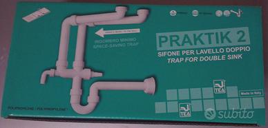 Sifone salvaspazio per lavello doppio.
