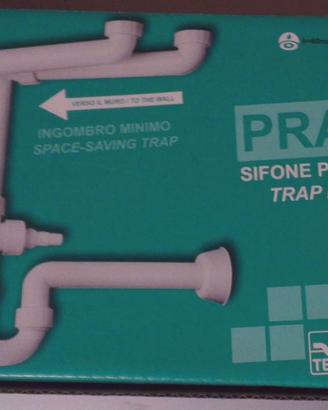 Sifone salvaspazio per lavello doppio.
