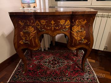 Mobile vanity in legno intarsiato con specchio