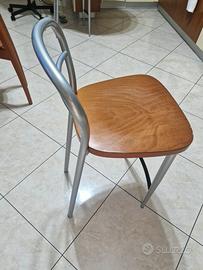  2 Sgabelli Calligaris legno e acciaio satinato 