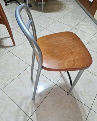  2 Sgabelli Calligaris legno e acciaio satinato 