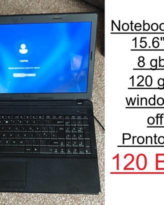 Notebook ASUS 15.6"  8 gb ram 120 gb ssd windows