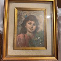 Ritratto olio su legno Vintage