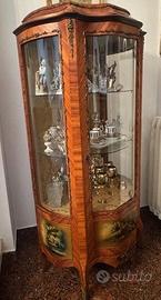 Mobile Vetrina in bois de roses, dipinti e bronzo