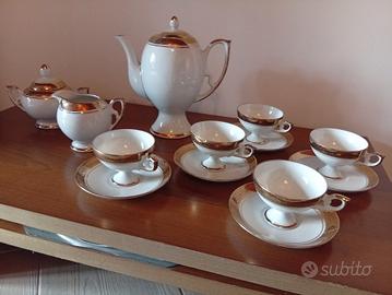 Completo da tè vintage con bordo dorato Bavaria