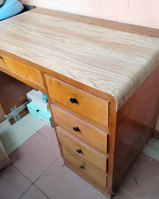 Scrivania in legno anni '30-40 art deco