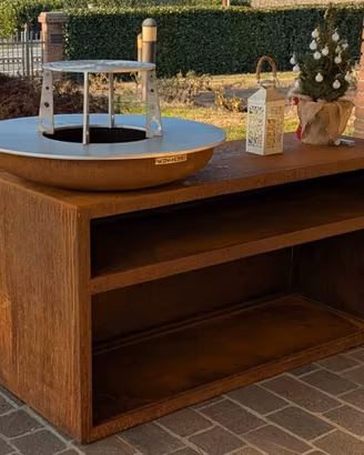 BBQ - Barbecue in corten, piano cottura 90cm
