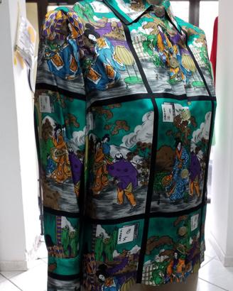 Camicia Vintage Pura Seta Stampa Giapponese anni 7