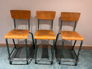3 sedie alte legno metallo look retro