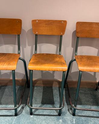 3 sedie alte legno metallo look retro