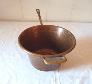 Paiolo calderotto da polenta asimmetrico in rame