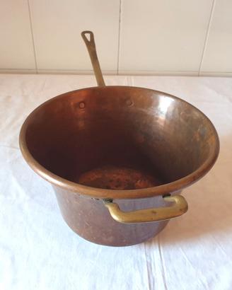 Paiolo calderotto da polenta asimmetrico in rame