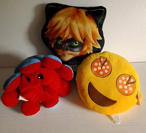 3 peluches miraculus ,pizza con ancora etichetta 