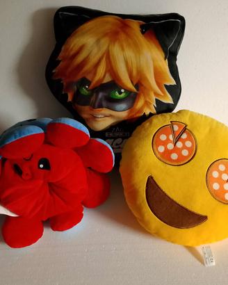 3 peluches miraculus ,pizza con ancora etichetta 