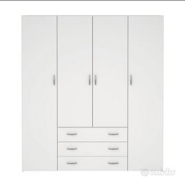 Malia Armadio Bianco 4 Ante 3 Cassetti