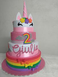 torta in polistirolo per comoleabno unicorno