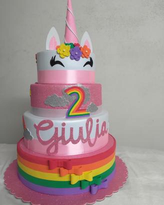 torta in polistirolo per comoleabno unicorno