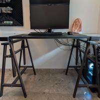 Scrivania regolabile altezza in cristallo 160x80