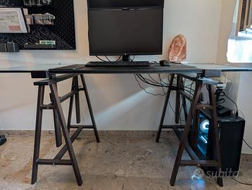 Scrivania regolabile altezza in cristallo 160x80