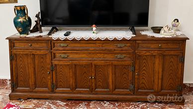 Credenza vintage in legno con 4 cassetti e 4 ante