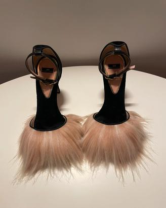 Elisabetta Franchi décolleté in camoscio&faux fur