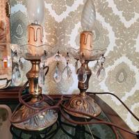 Coppia Lampade da Comodino Vintage in Ottone 