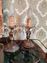 Coppia Lampade da Comodino Vintage in Ottone 