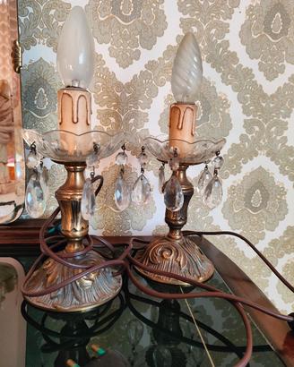Coppia Lampade da Comodino Vintage in Ottone 