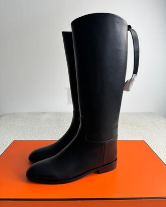 Stivali Alti JUMPING in Vera Pelle  - Nero - 38