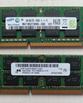 Ram ddr3 so-dimm 2 banchi da 4 gb