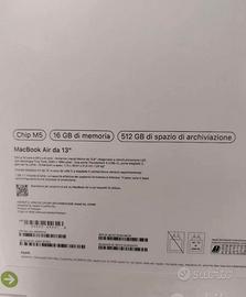 MacBook Air 13" M5 Mezzanotte 16GB/512GB