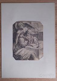 Incisione Antica XVII Secolo San Matteo Evang.