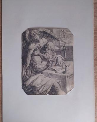 Incisione Antica XVII Secolo San Matteo Evang.