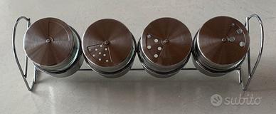 Porta spezie in acciaio inox e vetro