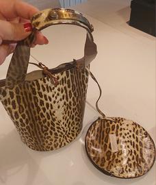 Roberto Cavalli borsa secchiello Vintage maculato 